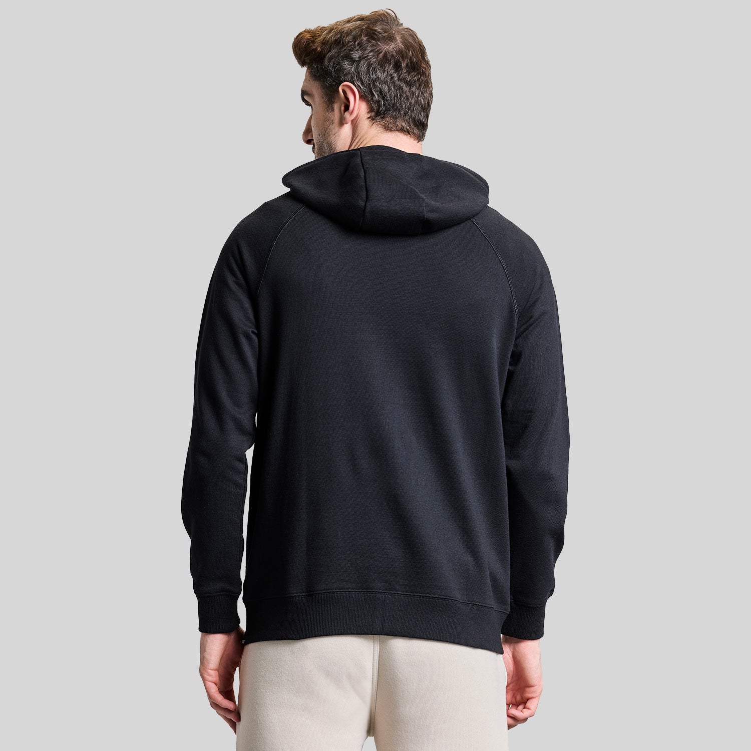 AeroFleece Mens Full Zipper Jacket with Hoodie - Black