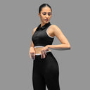 Limitless snatched sleevless crop top - BLACK