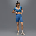 Limitless snatched mid waisted ribbed shorts - Royal Blue