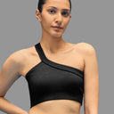 Limitless Snatched ribbed One shoulder bra - Black