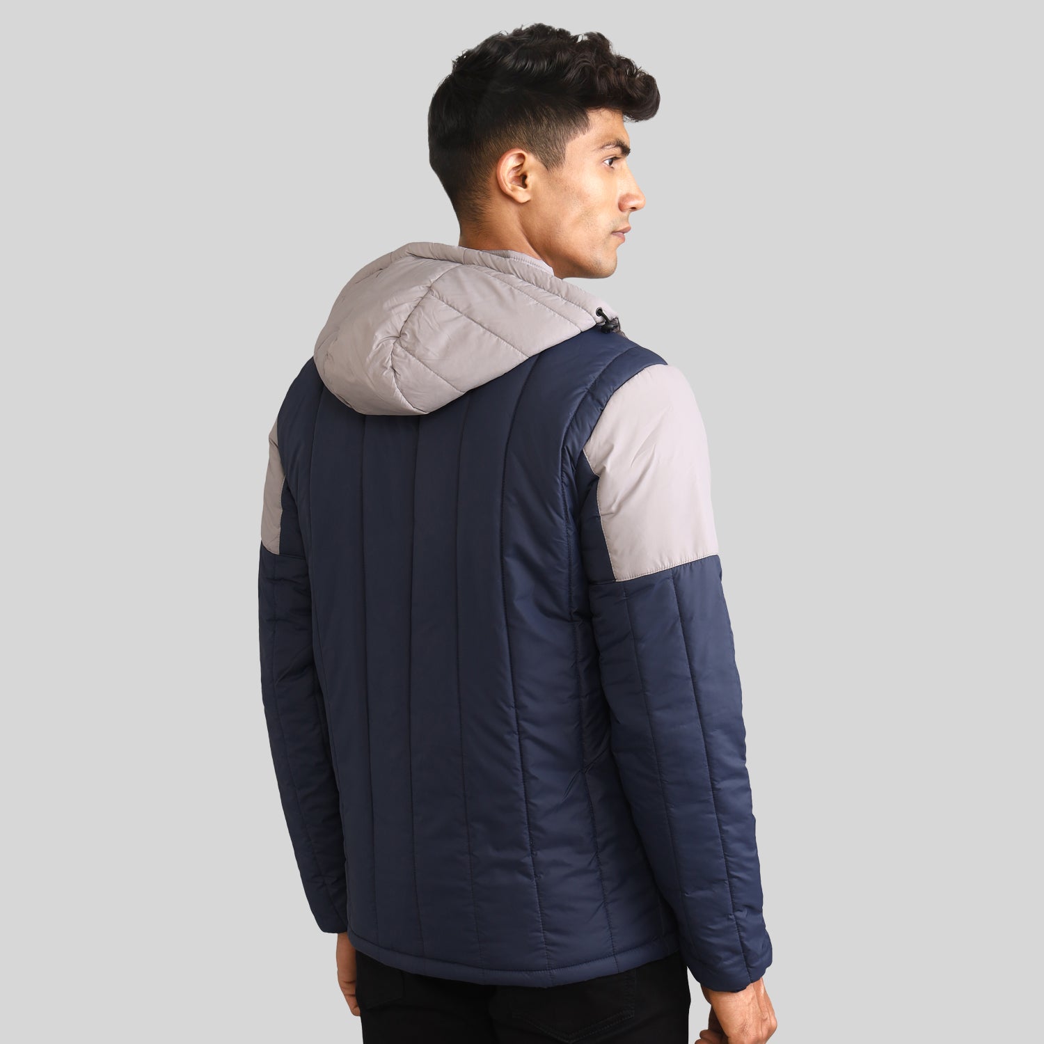 Mens Winter Bomber Jacket - Blue/Grey – Boldfit