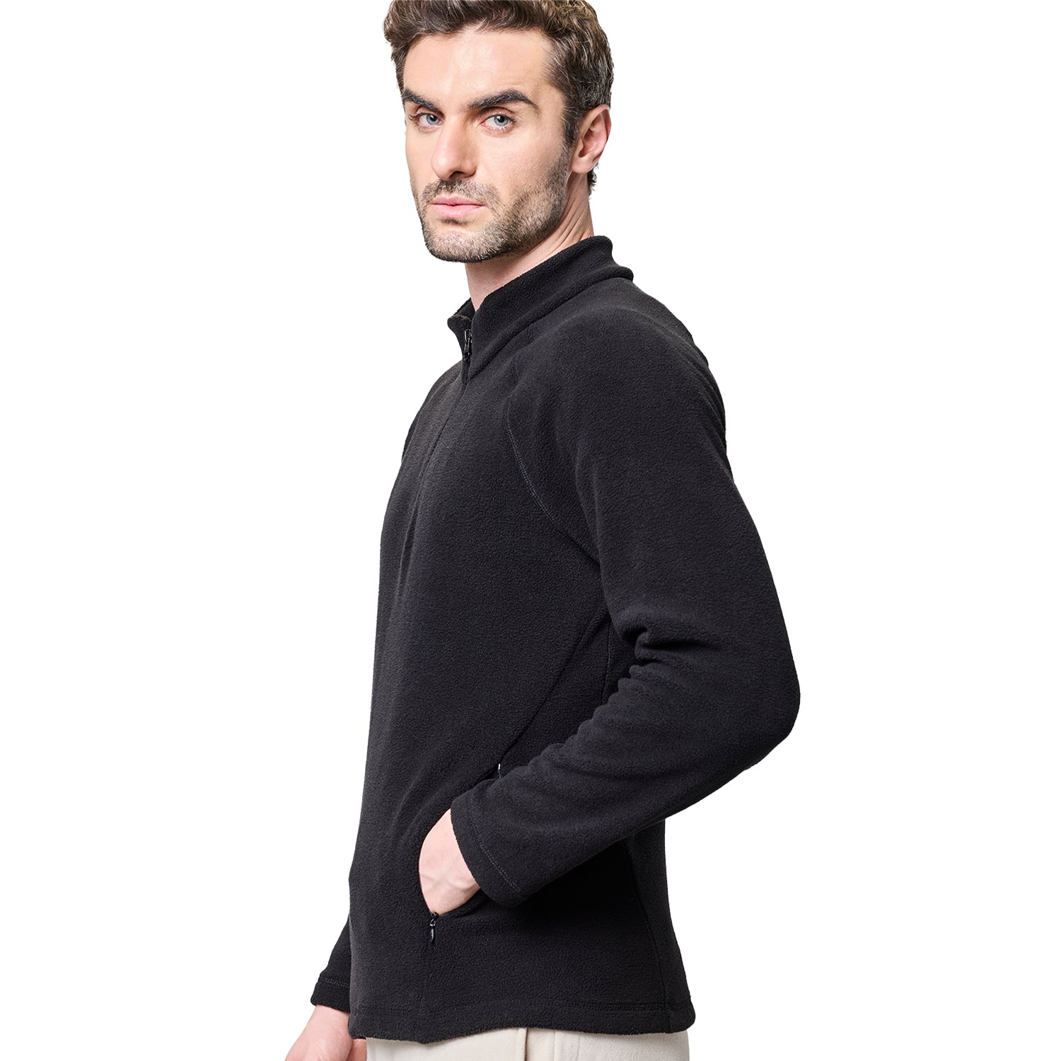Half Zip Mens Sweatshirt Fleece - Black