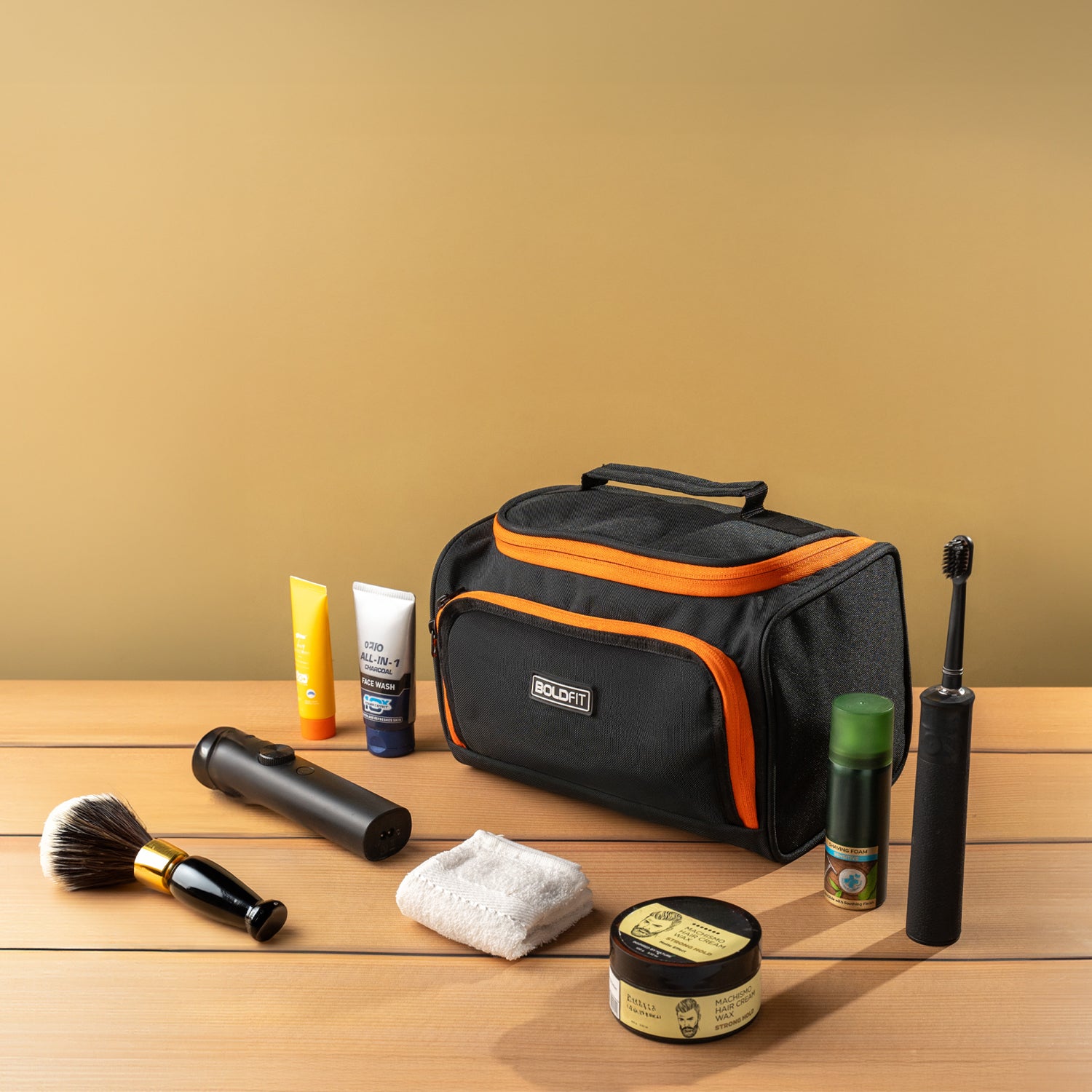 Boldfit Toiletry Bag Black Orange