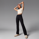 Straight Pants with Pockets- Black