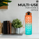 Aqua Motivational Bottle 1 Litre - Teal Orange