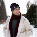 Winter Cap Set with Gloves - Blue Black