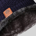 Winter Cap Set with Gloves - Blue Black