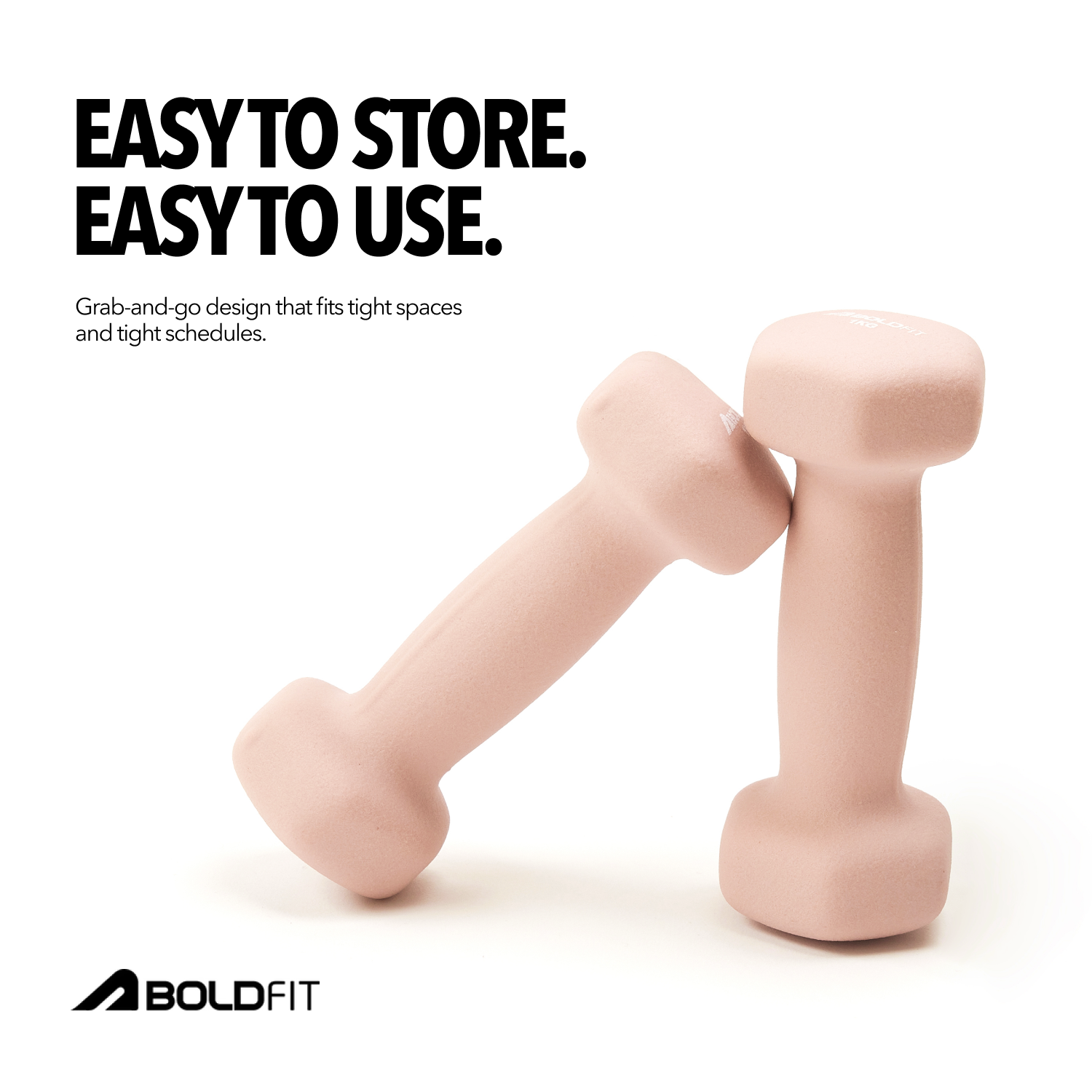 Boldfit Neoprene Dumbbells 1kg Pink - Pack of 2
