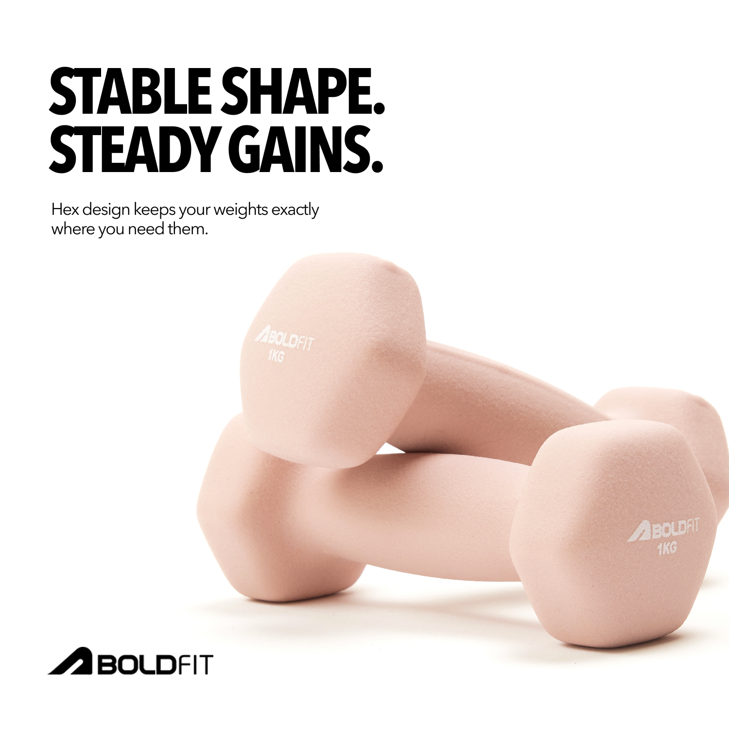 Boldfit Neoprene Dumbbells 1kg Pink - Pack of 2