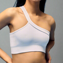Limitless Snatched ribbed One shoulder bra - White