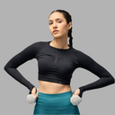 Limitless snatched Long sleeve drop top- black