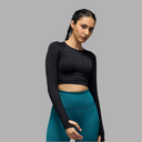 Limitless snatched Long sleeve drop top- black