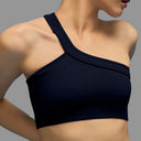 Limitless Snatched ribbed One shoulder bra - Navy Blue