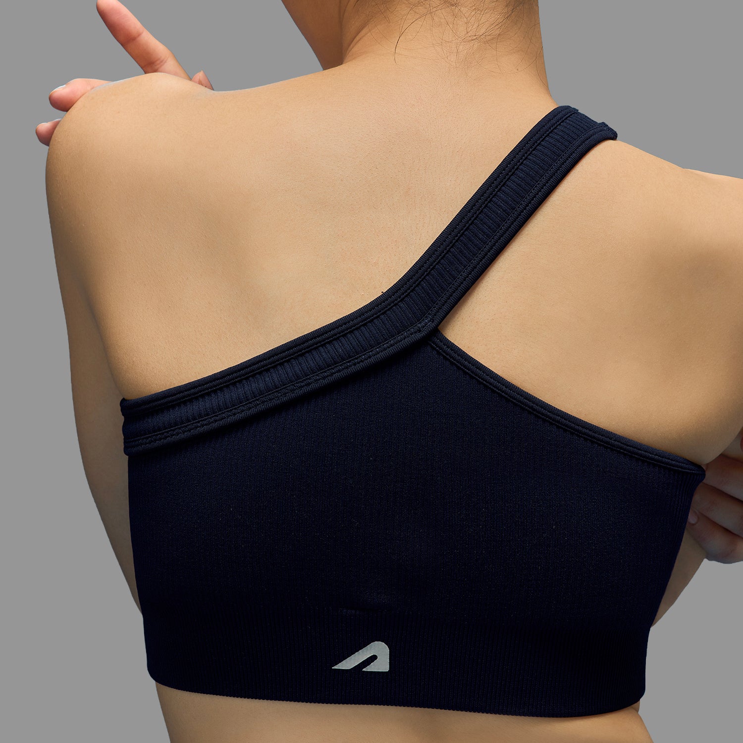 Limitless Snatched ribbed One shoulder bra - Navy Blue
