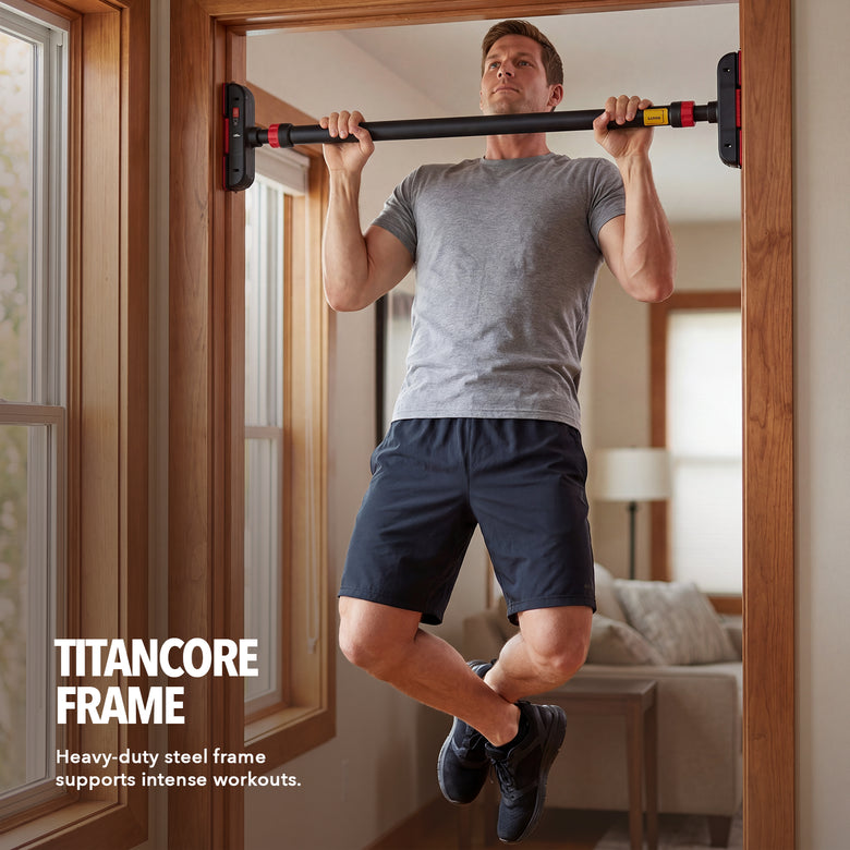 TitanGrip Pull Up Bar- Black Red