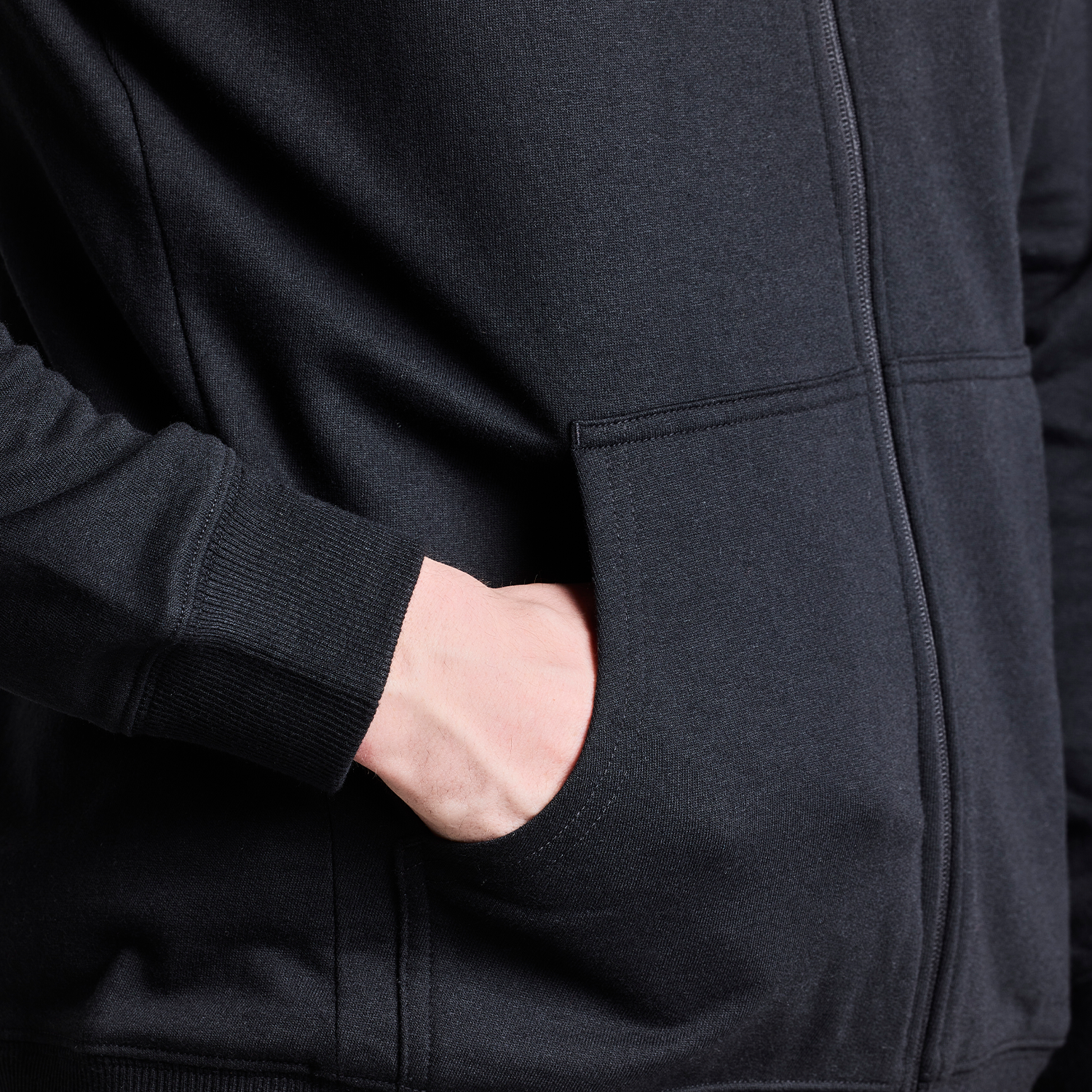 AeroFleece Mens Full Zipper Jacket with Hoodie - Black
