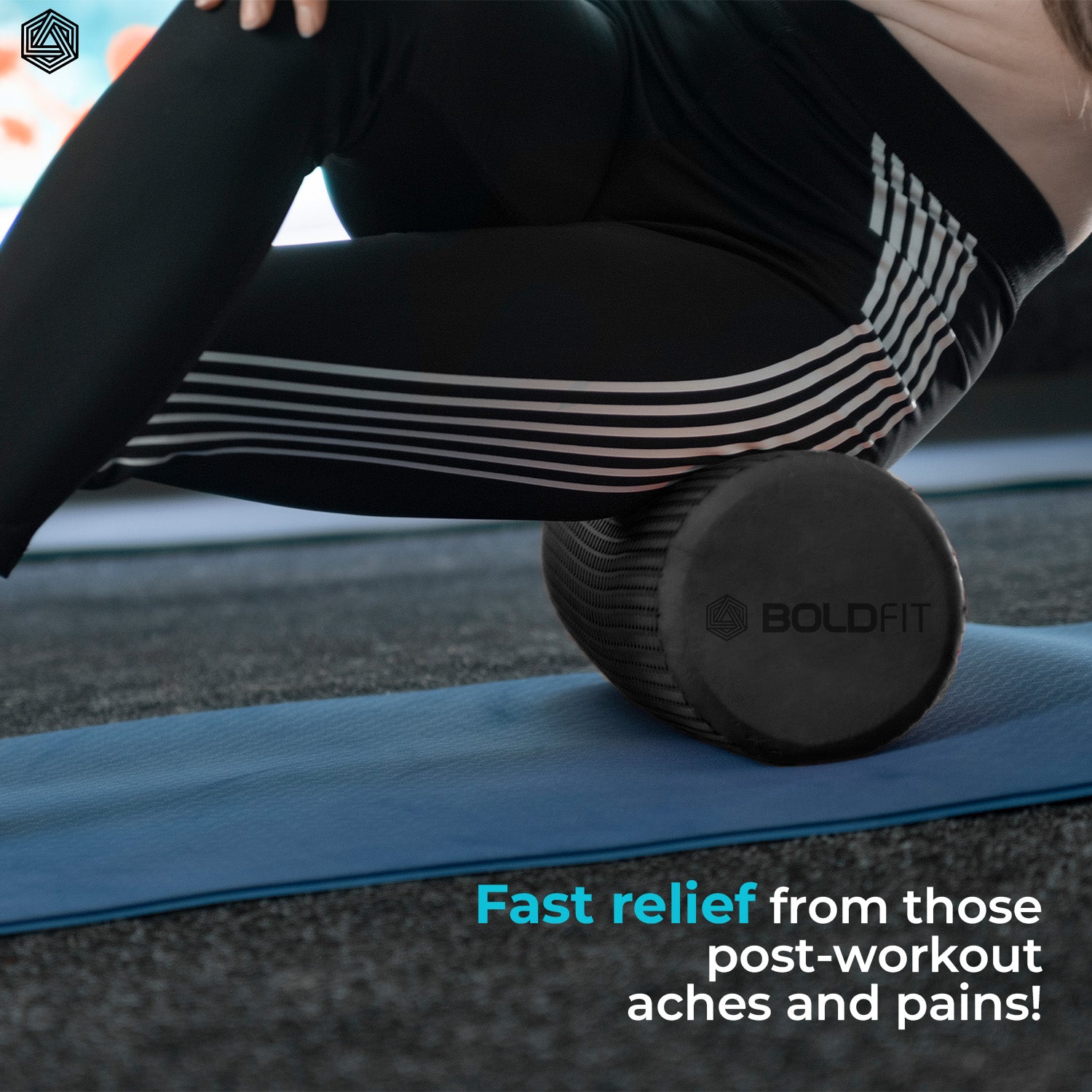 Foam Roller -Dotted For Deep Tissue Massage 45 cm Black