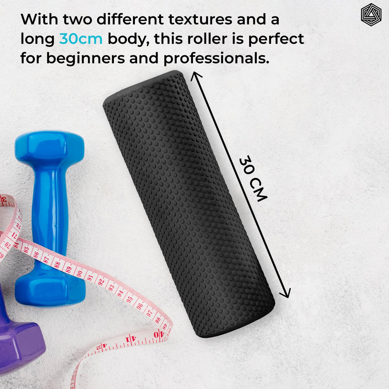 Foam Roller -Dotted For Deep Tissue Massage 45 cm Black