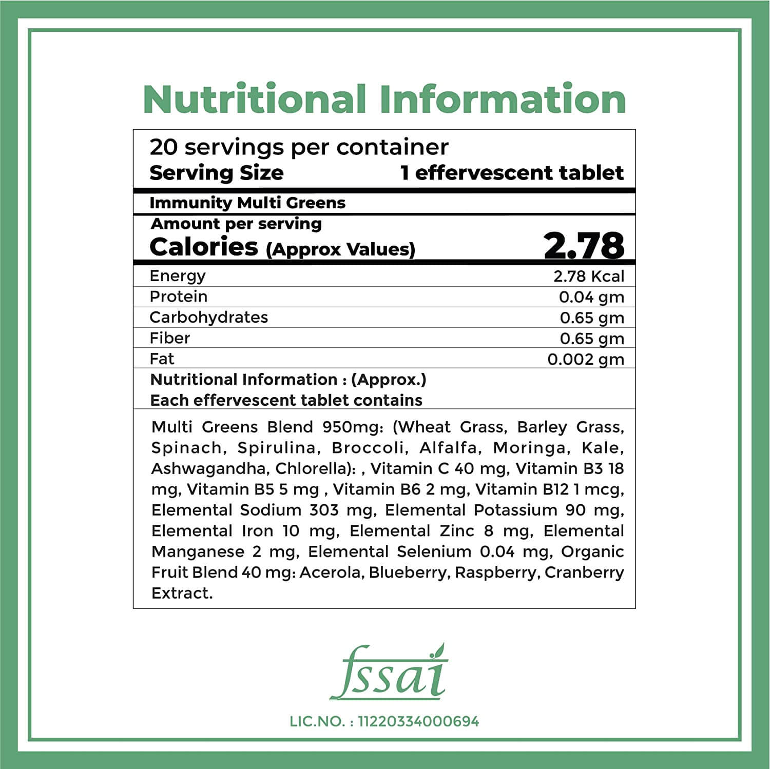 Immunity Multi Greens Effervescent Tablets