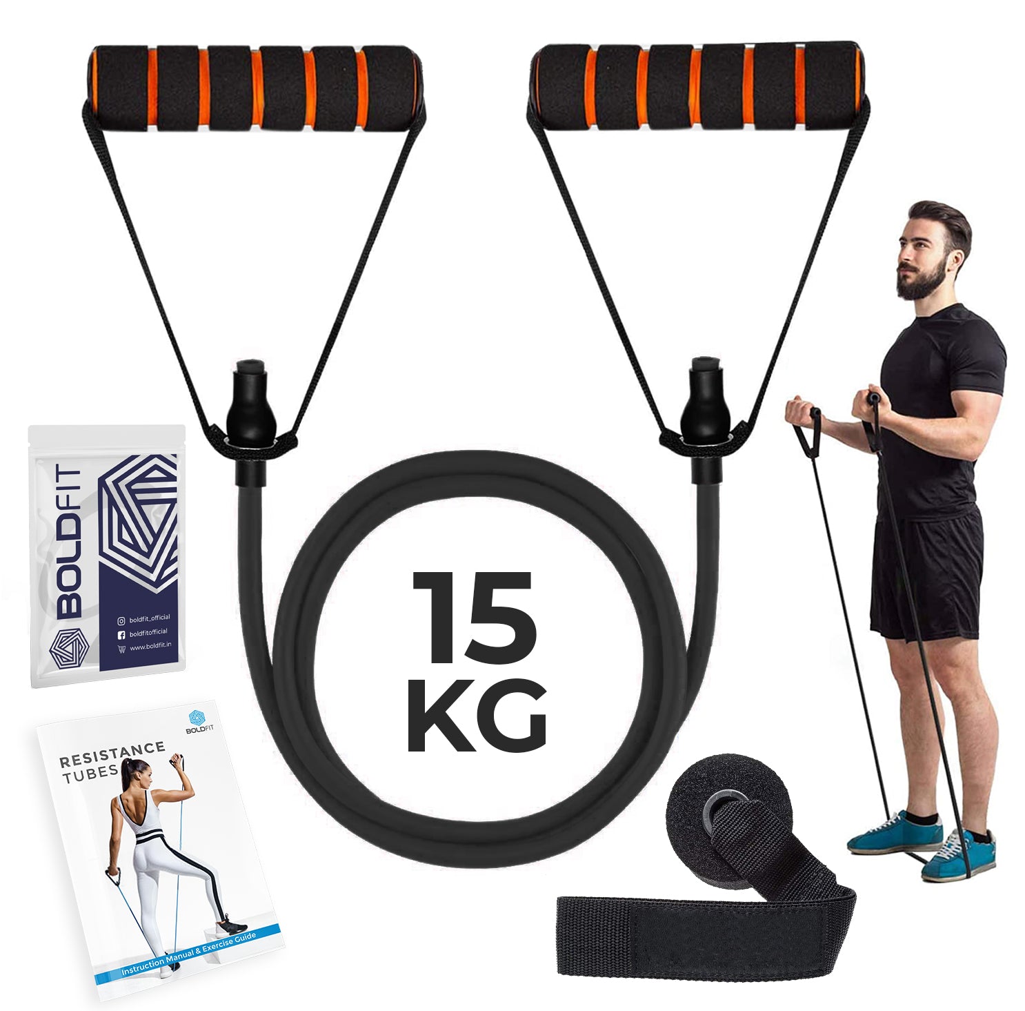 Resistance Tube with Foam Handles – Boldfit