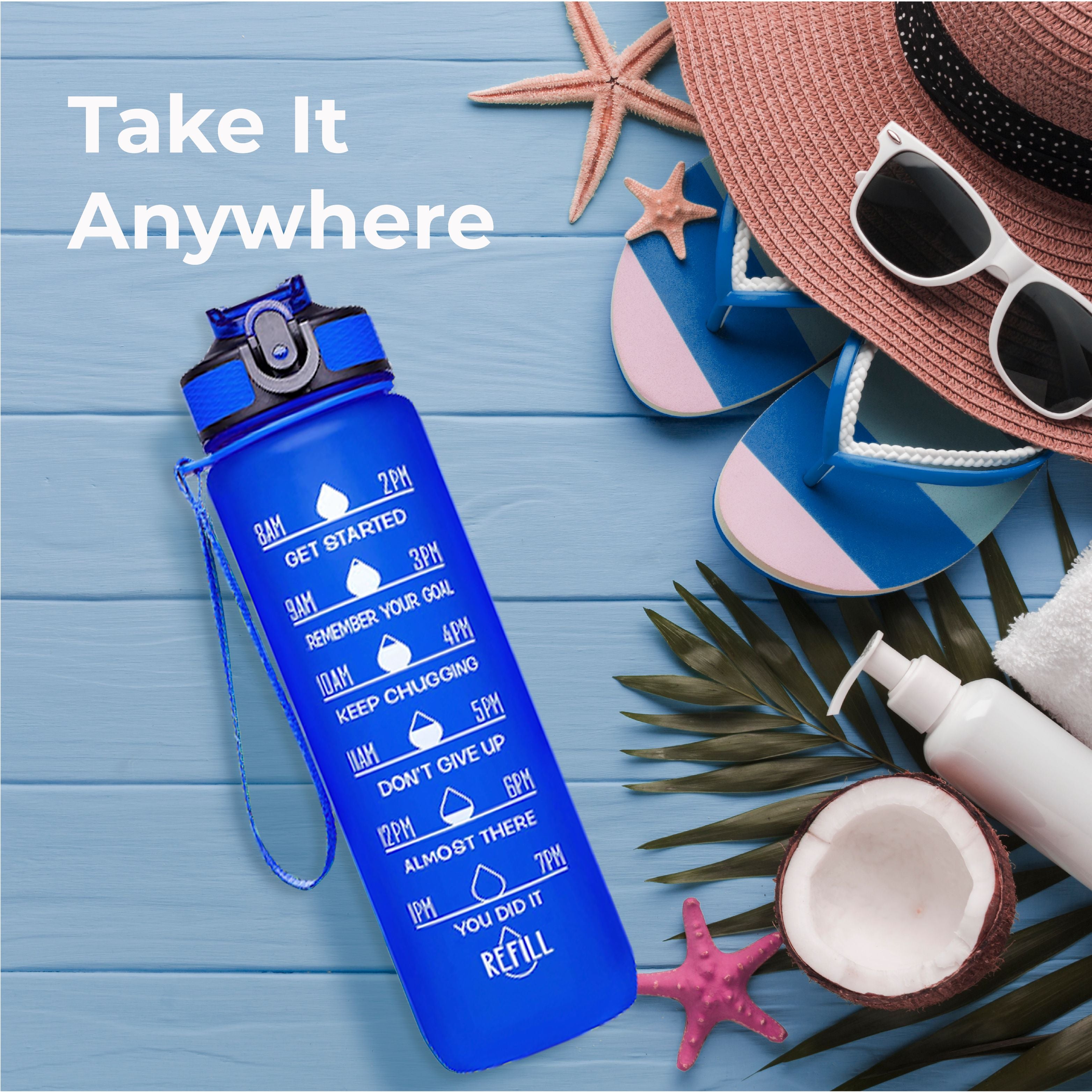 Aqua Motivational Bottle Blue - 1L